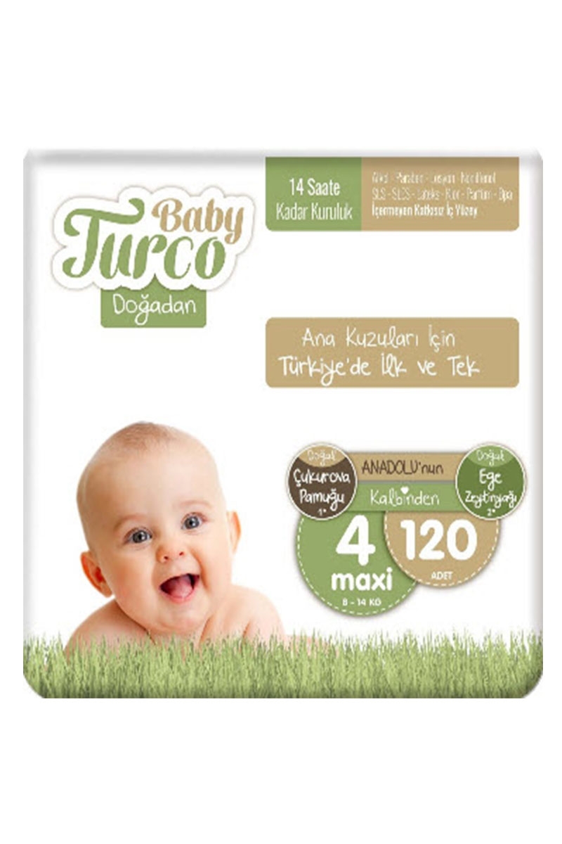 Baby Turco Doğadan 4 Numara Maxi 120 Adet 8-14 Kg