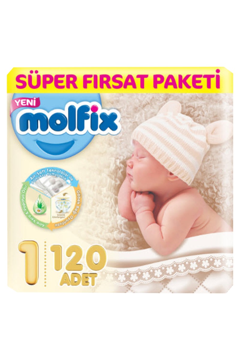 Molfix Bebek Bezi 1 Numara Yenidoğan Süper Fırsat Paketi 120'Li 